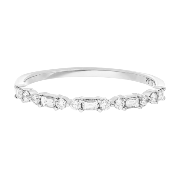 Leaf Jewelry Ring mit Baguette Diamanten, 14K Weißgold Kauf eins, bekomm eins gratis