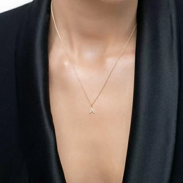 Leaf Jewelry Buchstabenketten, 14 K Gelbgold mit Diamanten Tägliche Deals