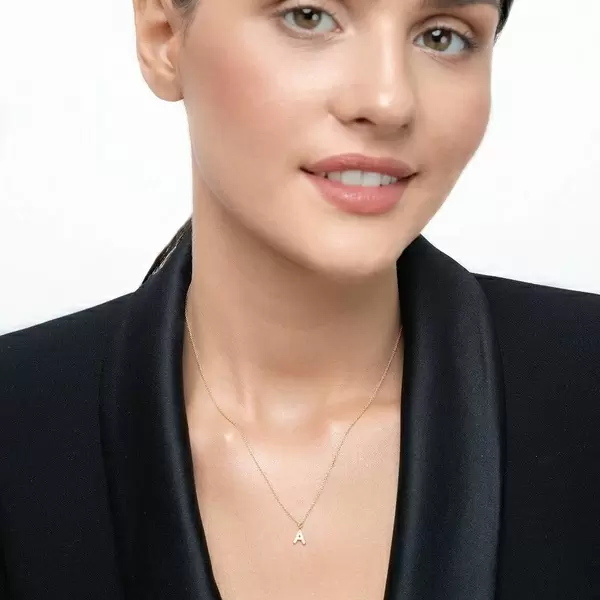Leaf Jewelry Buchstabenketten, 14 K Gelbgold mit Diamanten Tägliche Deals