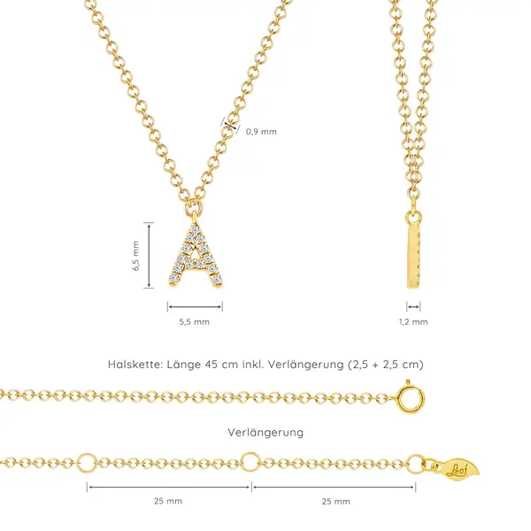 Leaf Jewelry Buchstabenketten, 14 K Gelbgold mit Diamanten Tägliche Deals