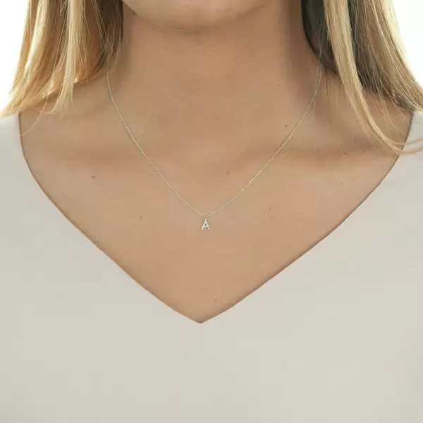 Leaf Jewelry Buchstabenketten, 14 K Weißgold mit Diamanten Sonderangebote