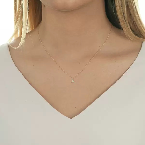 Leaf Jewelry Buchstabenketten, 14 K Rosegold mit Diamanten Riesige Ersparnisse