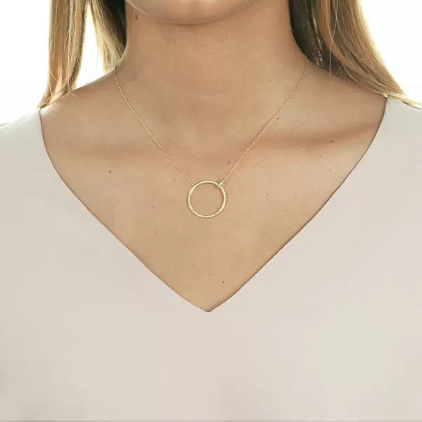 Leaf Jewelry Halskette Circle Groß mit Diamanten, 18 K Gelbgold Super Sparpreis