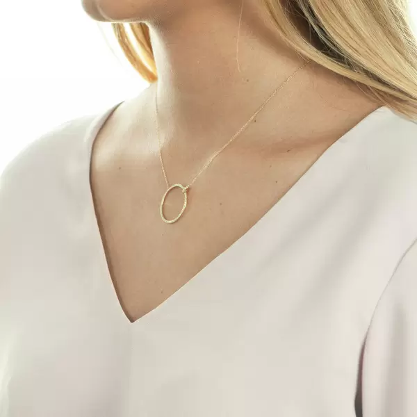 Leaf Jewelry Halskette Circle Groß mit Diamanten, 18 K Gelbgold Super Sparpreis