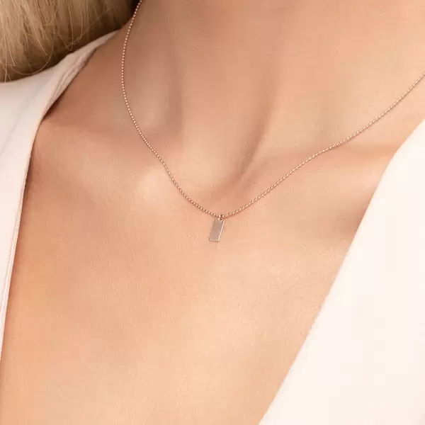 Leaf Jewelry Halskette Tiny Dog Tag, 14 K Rosegold Bis zu 65% Rabatt