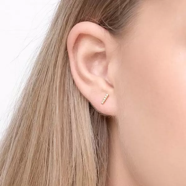 Leaf Jewelry Ohrstecker Bar mit Diamanten, 18 K Gelbgold Vierteljährliche Förderung