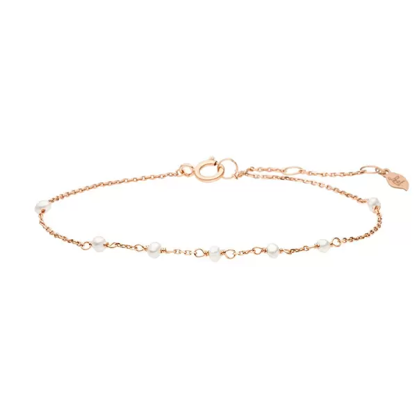 Leaf Jewelry Armkette White Pearls, 14 K Rosegold Bis zu 55% Rabatt