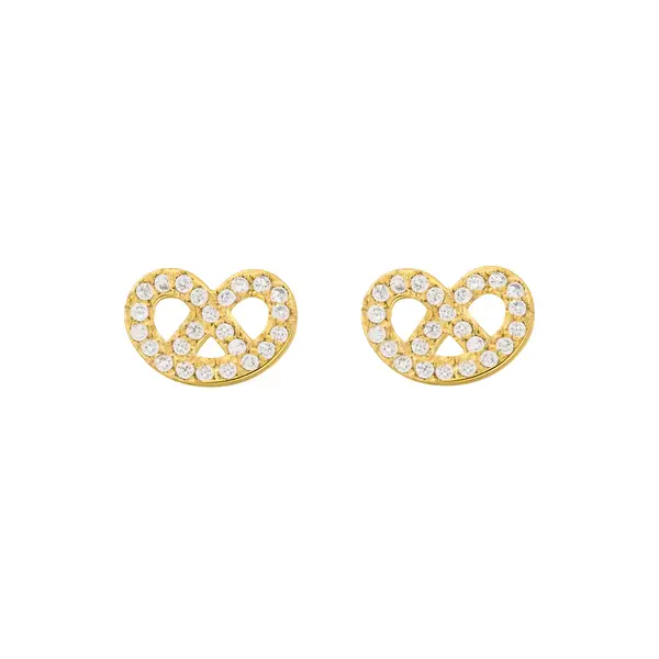 Leaf Jewelry Ohrstecker Brezn mit Zirkonia, 18 K Gelbgold vergoldet Nur noch ein Tag übrig