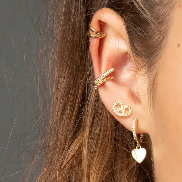 Leaf Jewelry Ohrstecker Brezn mit Zirkonia, 18 K Gelbgold vergoldet Nur noch ein Tag übrig