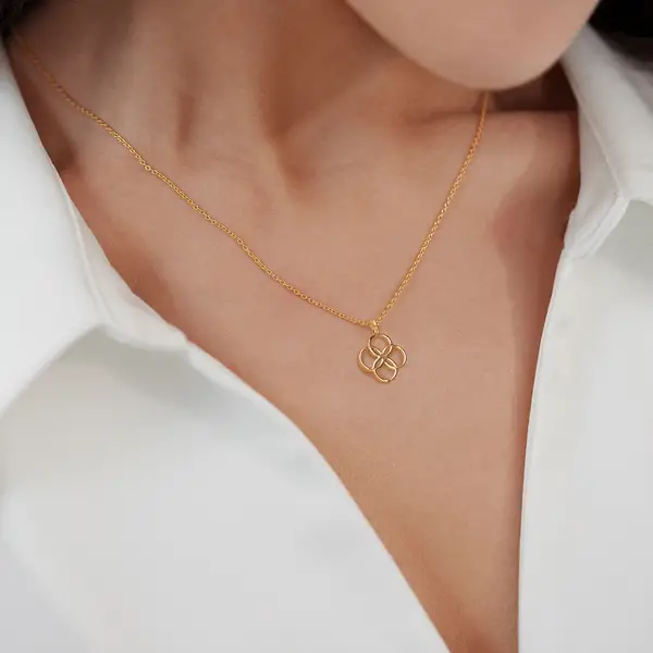 Leaf Jewelry Halskette Clover Charm, 18 K Gelbgold vergoldet Super Rabatt
