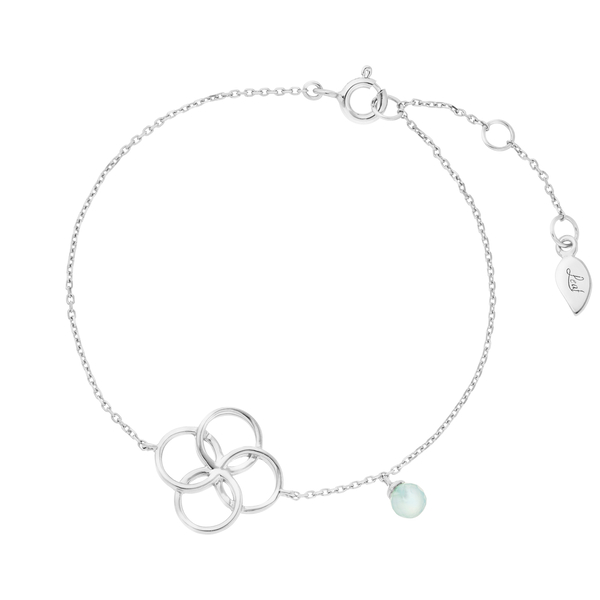 Leaf Jewelry Armkette Clover Charm, Aqua Chalzedon, 925 Sterlingsilber zollfrei