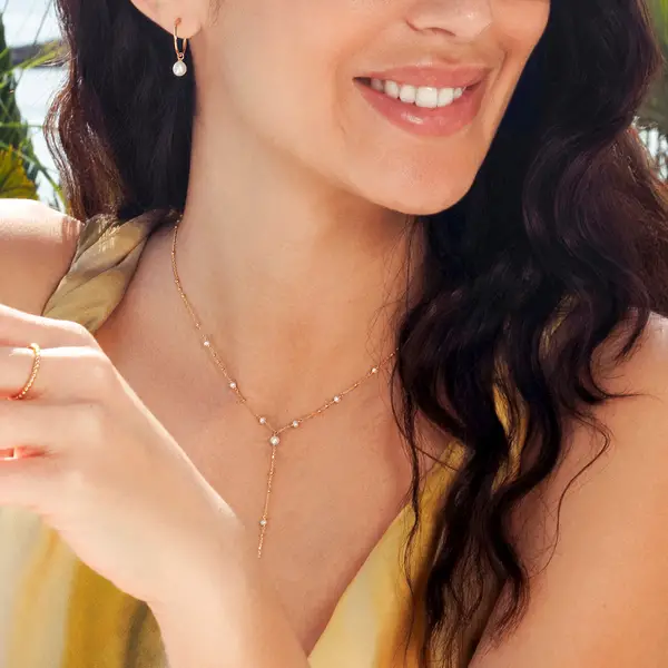 Leaf Jewelry Y-Halskette Flying Pearls, 18 K Gelbgold vergoldet 50% Rabatt für begrenzte Zeit