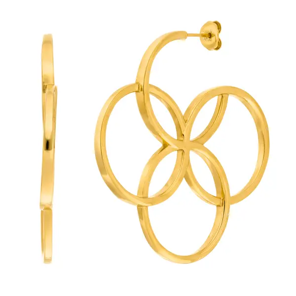 Leaf Jewelry Creolen Clover Charm, groß, 18 K Gelbgold vergoldet 2025