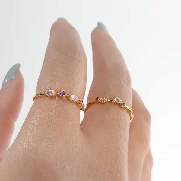 Leaf Jewelry Silber Ring, Oval Gems, Rosenquarz, Gelbgold Auslauf