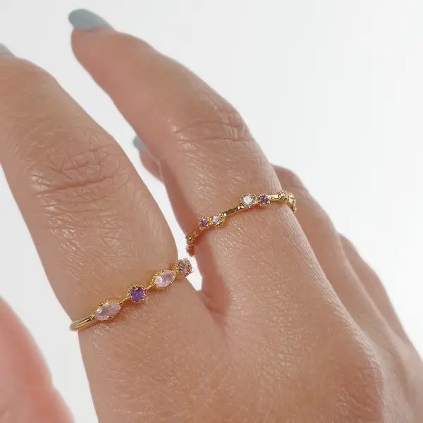 Leaf Jewelry Silber Ring, Oval Gems, Rosenquarz, Gelbgold Auslauf