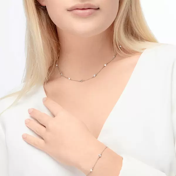 Leaf Jewelry Halskette Pure mit Süßwasserzuchtperlen, 18 K Gelbgold vergoldet im Angebot