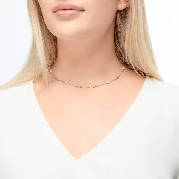 Leaf Jewelry Halskette Pure mit Süßwasserzuchtperlen, 18 K Gelbgold vergoldet im Angebot