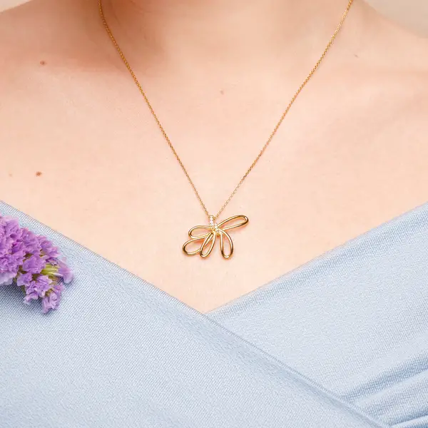 Leaf Jewelry Halskette Blossom, 18 K Gelbgold vergoldet Günstiger Verkauf