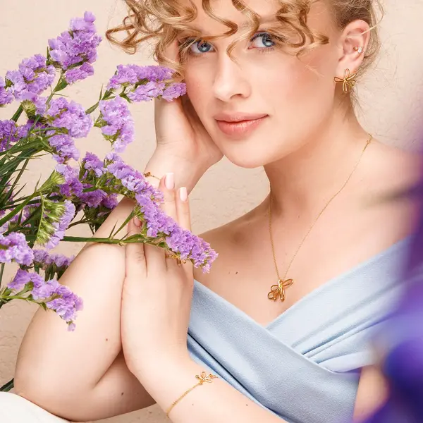Leaf Jewelry Halskette Blossom, 18 K Gelbgold vergoldet Günstiger Verkauf