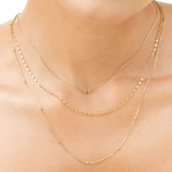 Leaf Jewelry Halskette Smaragd, 14K Weißgold Limitierter Zeitrabatt