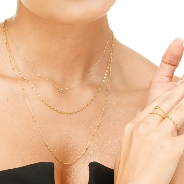 Leaf Jewelry Halskette Smaragd, 14K Weißgold Limitierter Zeitrabatt