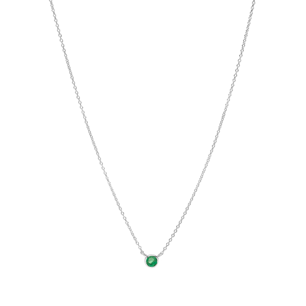 Leaf Jewelry Halskette Smaragd, 14K Weißgold Limitierter Zeitrabatt