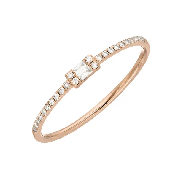 Leaf Jewelry Ring mit Diamanten, Tiny Baguette, 14K Rosegold Fabrik Onlineshop