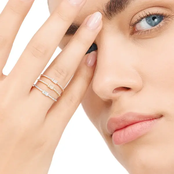 Leaf Jewelry Ring mit Diamanten, Tiny Baguette, 14K Rosegold Fabrik Onlineshop