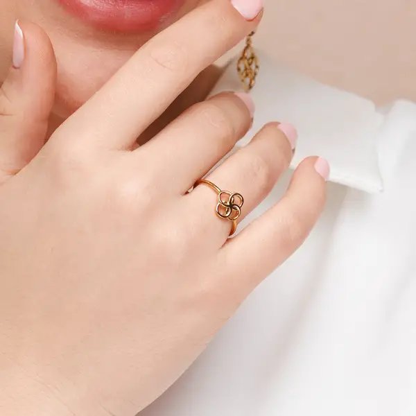 Leaf Jewelry Ring Clover Charm, 925 Sterlingsilber Online Shopping