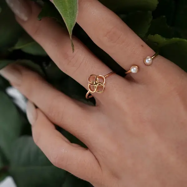 Leaf Jewelry Ring Clover Charm, 925 Sterlingsilber Online Shopping