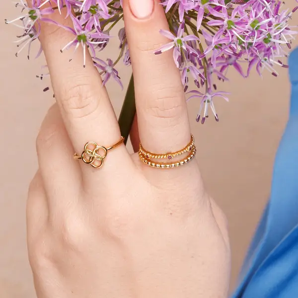 Leaf Jewelry Ring Clover Charm, 925 Sterlingsilber Online Shopping