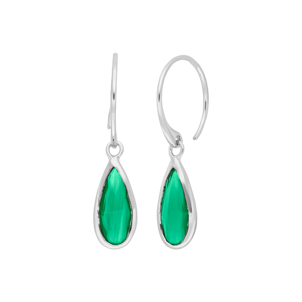 Leaf Jewelry Ohrhänger Gem Drop, Grüner Achat, 925 Sterlingsilber Cyber Monday