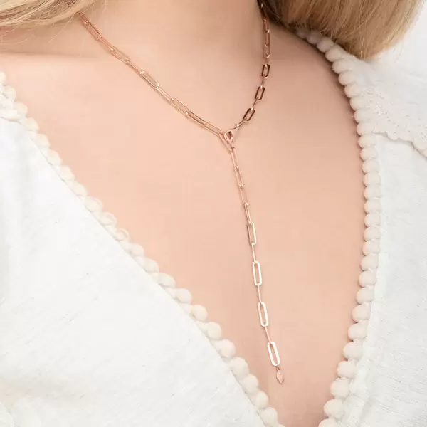 Leaf Jewelry Y-Halskette Square, 52cm, 18 K Rosegold vergoldet Jubiläumsangebot