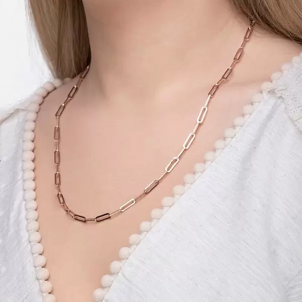Leaf Jewelry Y-Halskette Square, 52cm, 18 K Rosegold vergoldet Jubiläumsangebot