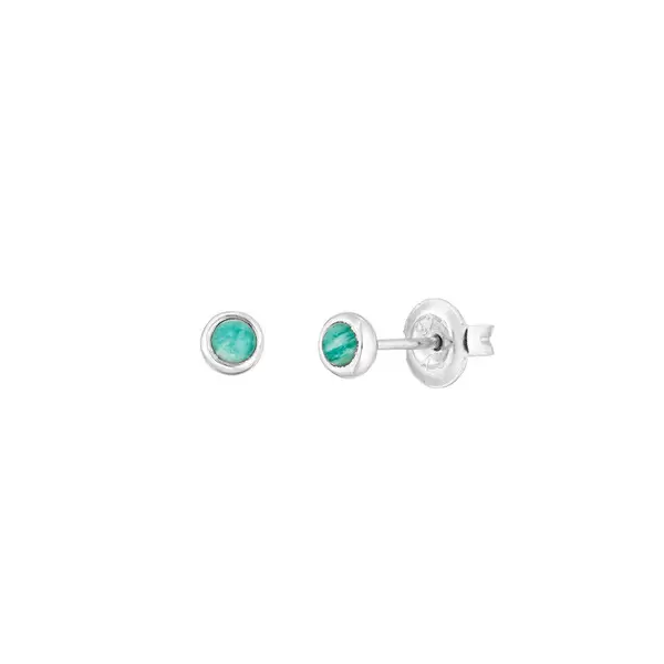 Leaf Jewelry Ohrstecker Pure Amazonit, 3mm, 925 Sterlingsilber Lagerräumung