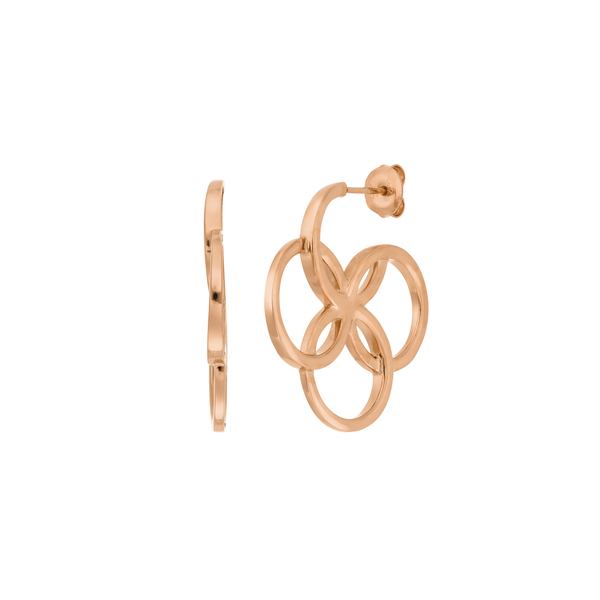 Leaf Jewelry Creolen Clover Charm, klein, 18 K Rosegold vergoldet Heißer Verkauf