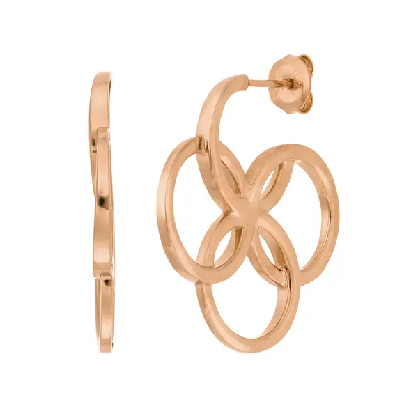 Leaf Jewelry Creolen Clover Charm, klein, 18 K Rosegold vergoldet Heißer Verkauf