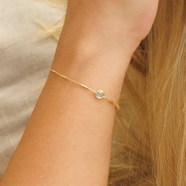 Leaf Jewelry Armkette Solitär, Rosenquarz, 18 K Rosegold vergoldet Zeitlich begrenztes Angebot