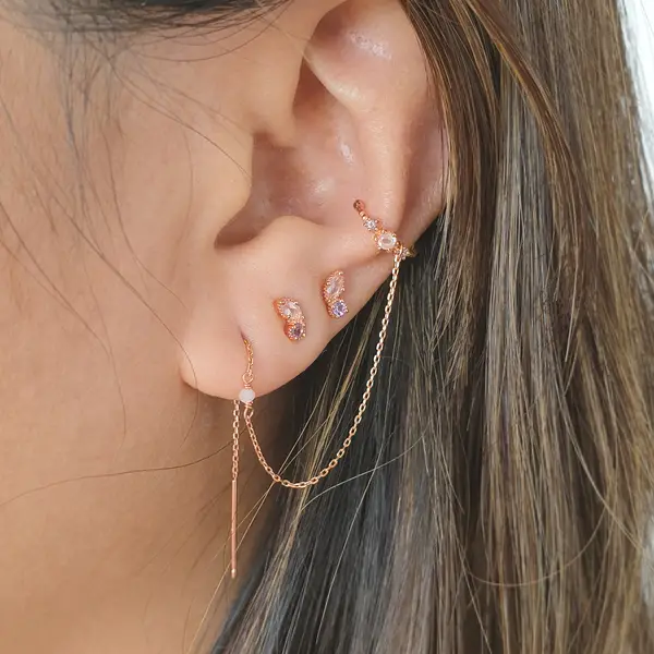 Leaf Jewelry EARCANDY Set, Rosa, 18 K Rosegold vergoldet Große Rabatte