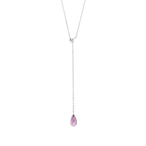 Leaf Jewelry Y-Halskette Gem Drop, Amethyst, 925 Sterlingsilber Kauf eins, bekomm eins gratis