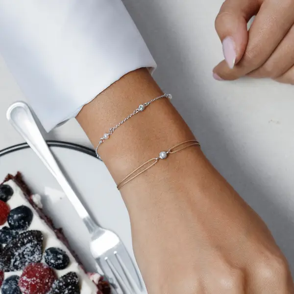 Leaf Jewelry Armkette Pure mit Süßwasserzuchtperlen, 925 Sterlingsilber Tägliche Deals