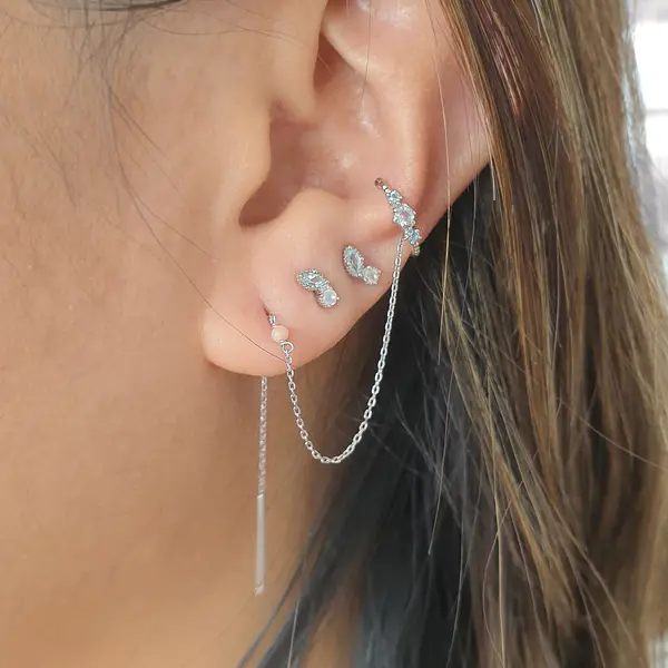 Leaf Jewelry Earcandy, Mondstein/Blauer Topaz, 925 Sterlingsilber Sonderangebote