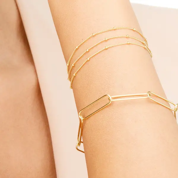 Leaf Jewelry Silber Armkette, BIG SQUARE, Rosegold Tiefpreis