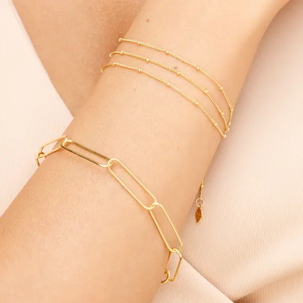 Leaf Jewelry Silber Armkette, BIG SQUARE, Rosegold Tiefpreis