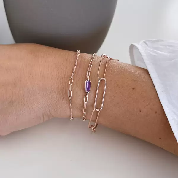 Leaf Jewelry Silber Armkette, BIG SQUARE, Rosegold Tiefpreis