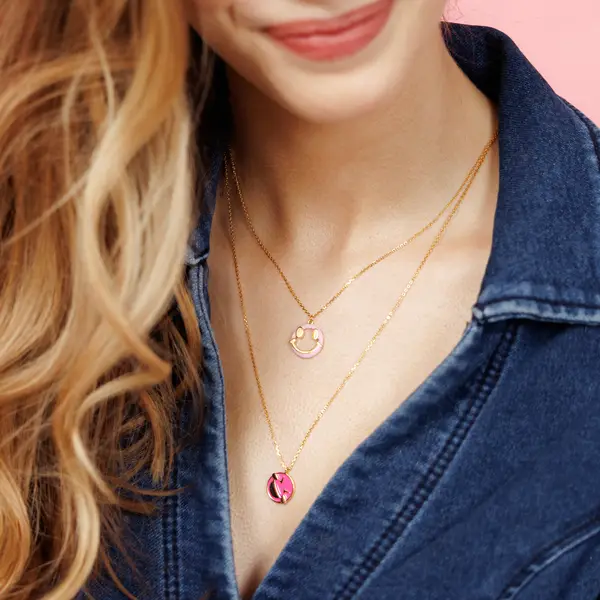 Leaf Jewelry Halskette "Joy" EMOJI, 18 K Gelbgold vergoldet Neueste Stile