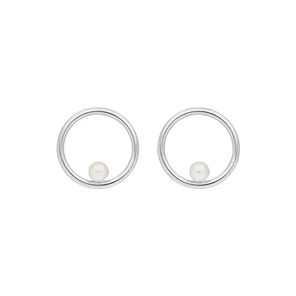 Leaf Jewelry Ohrstecker Circle mit Perle, 925 Sterlingsilber Zeitbegrenzte Promotion
