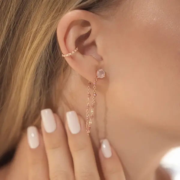 Leaf Jewelry Ohrhänger Flying Gems, Rosenquarz, 925 Sterlingsilber Nur für heute