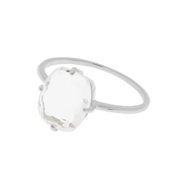 Leaf Jewelry Ring mit Edelstein klein, Bergkristall, 925 Sterlingsilber, Größe 56 Sonderangebot der Fabrik