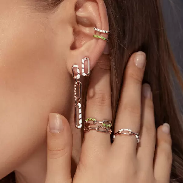 Leaf Jewelry Silber Earcuff, Gelbgold, Neon Twist Im Verkauf